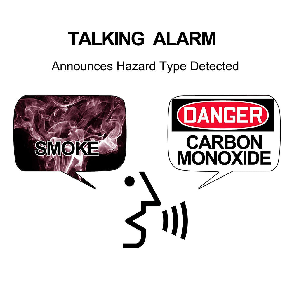 Hardwired Smoke and Carbon Monoxide Detector Alarm with Voice Warning, White G34557