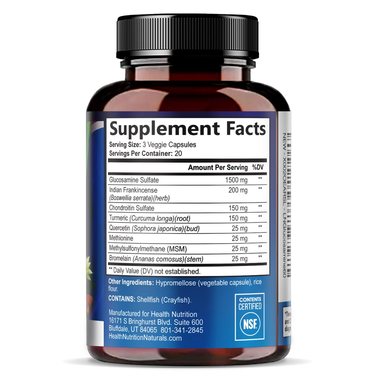 Glucosamine Chondroitin MSM Turmeric Boswellia 60 Capsules S512