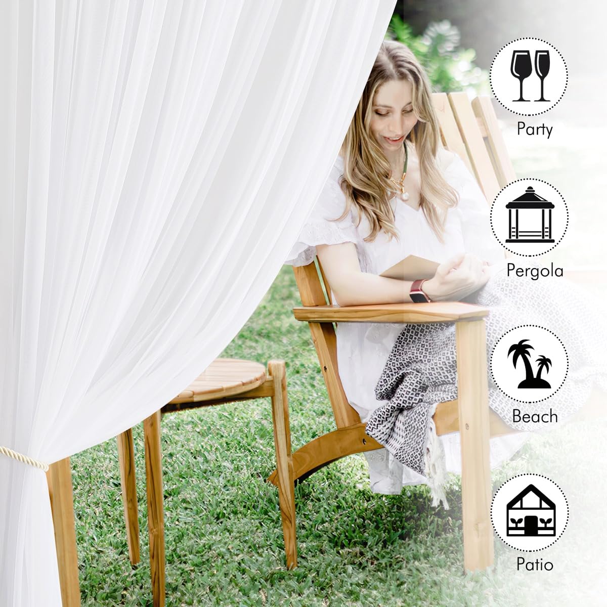White 2 Panels Waterproof Mosquito Netting Curtains Q71614