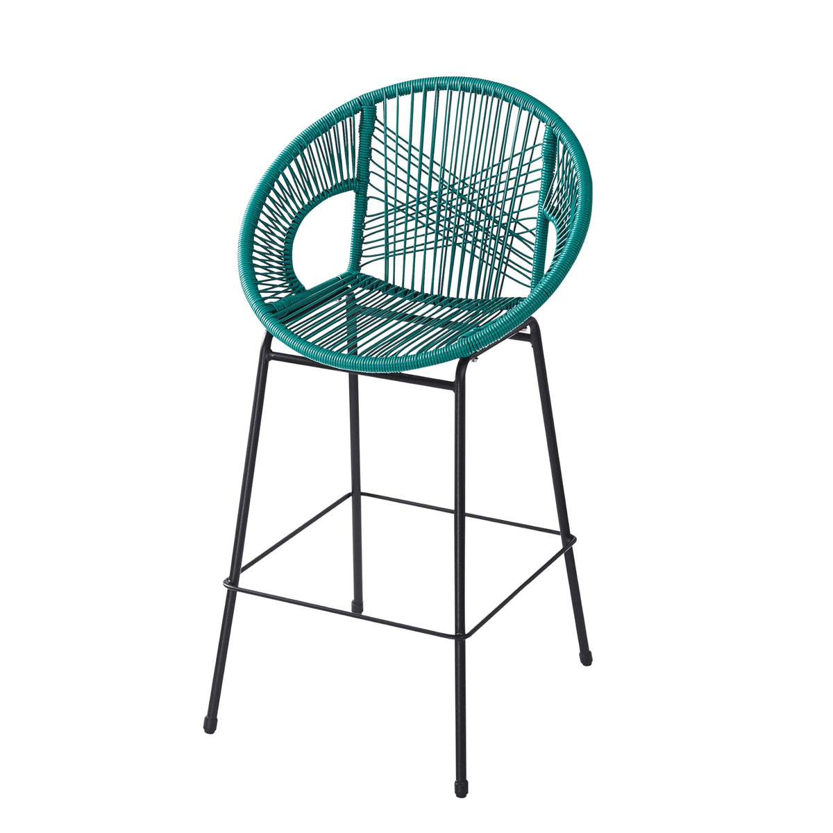Teal Faux Wicker Outdoor Bar Stool Set of 2 P4344