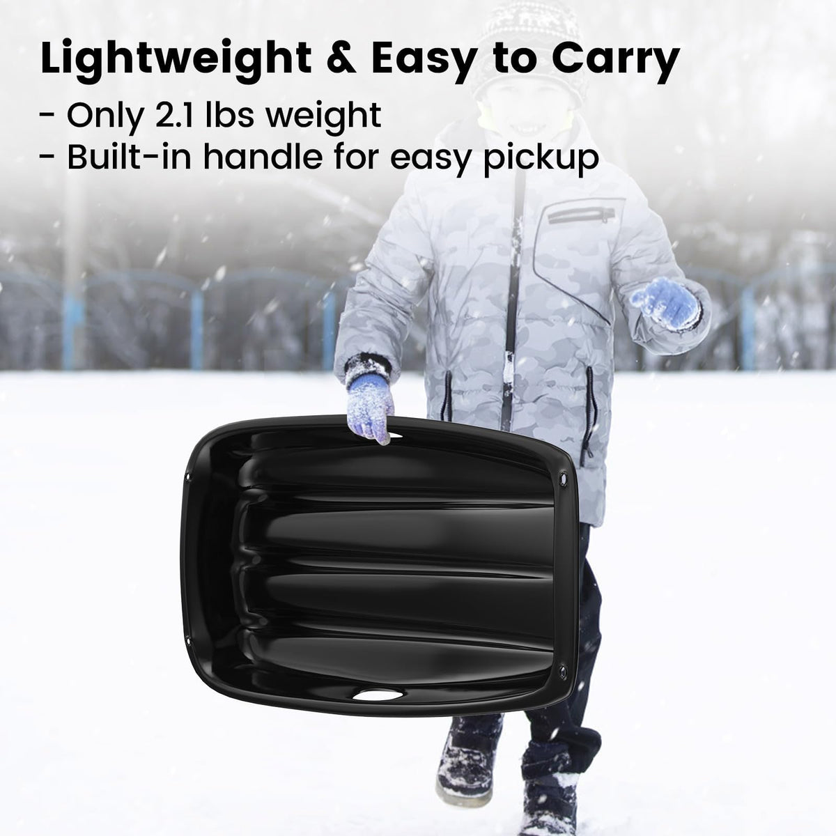 Cold-Resistant Plastic Toboggan Sled with Pull Rope D890