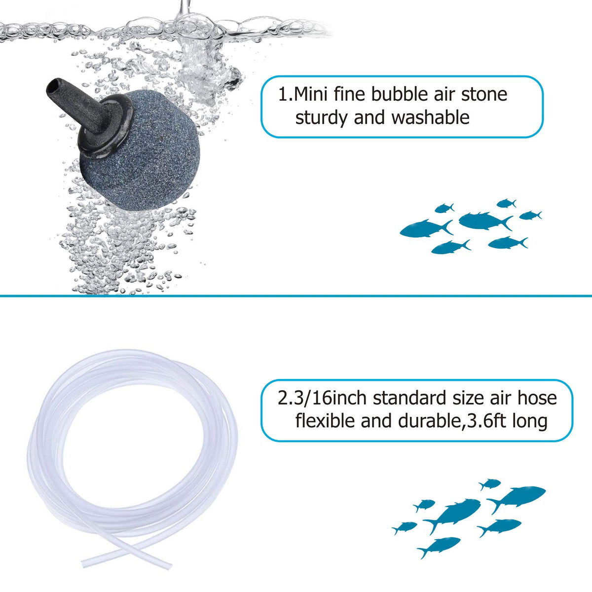 1.5W Mini Aquarium Air Pump with Air Tubing and Air Stone P2174