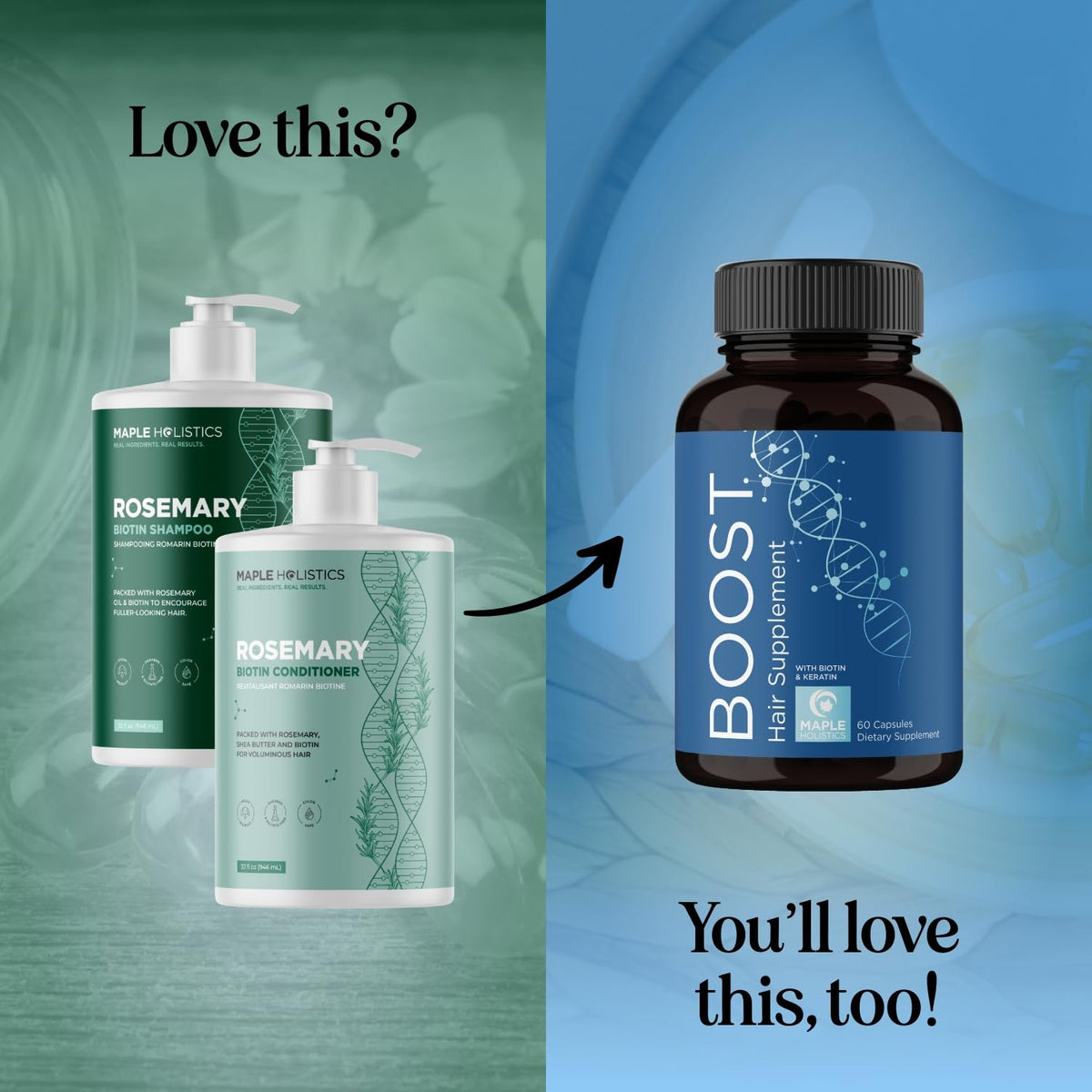Biotin Rosemary Shampoo and Conditioner Set 32 Fl Oz Each O72137