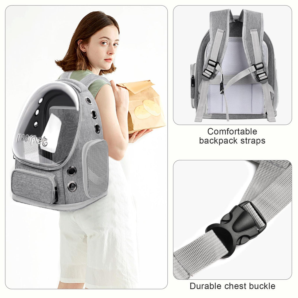 Breathable Cat Bubble Backpack Large Space Pet Carrier Backpack Expandable for Kitty Dog, Foldable Airline Approved Cat Backpack, Transparent PetTravel Backpack Up to 20 lbs (Green) (Grey) G951985