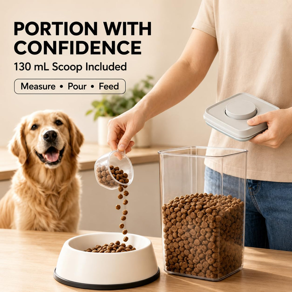 Airtight Dog Food Storage Container with Scoop W8078