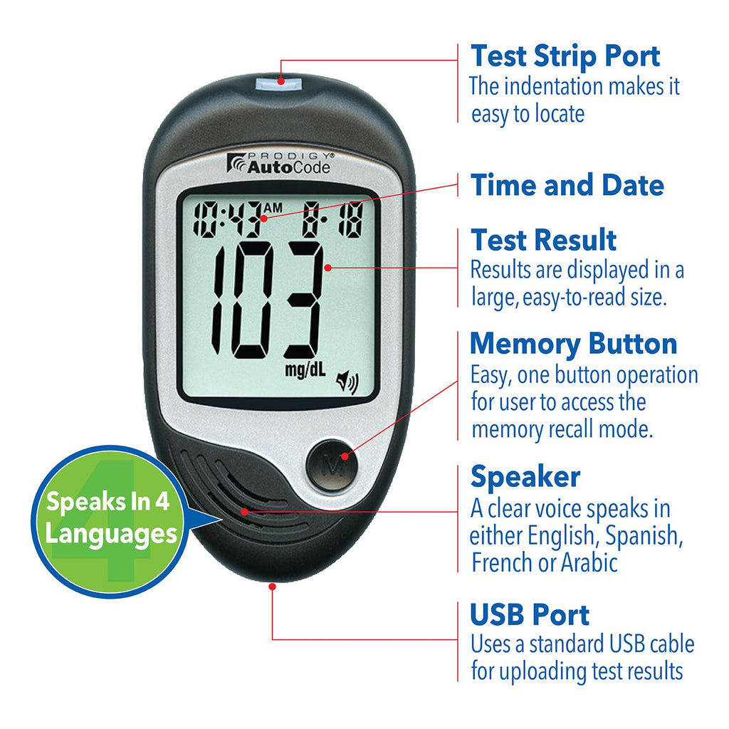 100ct Blood Glucose Test Strips with Talking Meter Starter Kit V52049