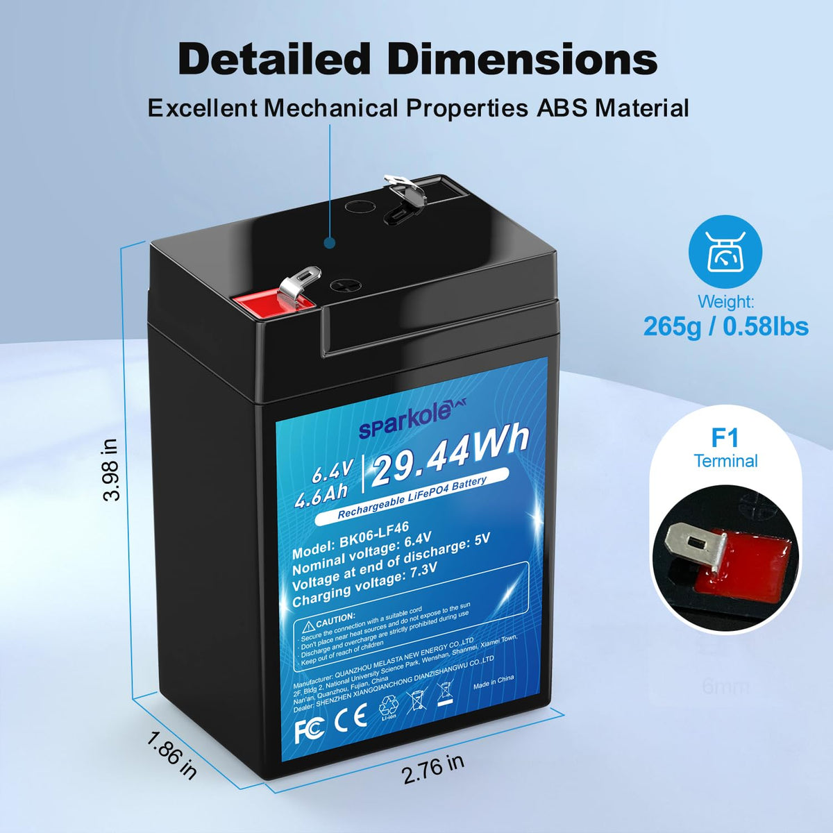 6.4V 4.6Ah LiFePO4 Battery Z172753
