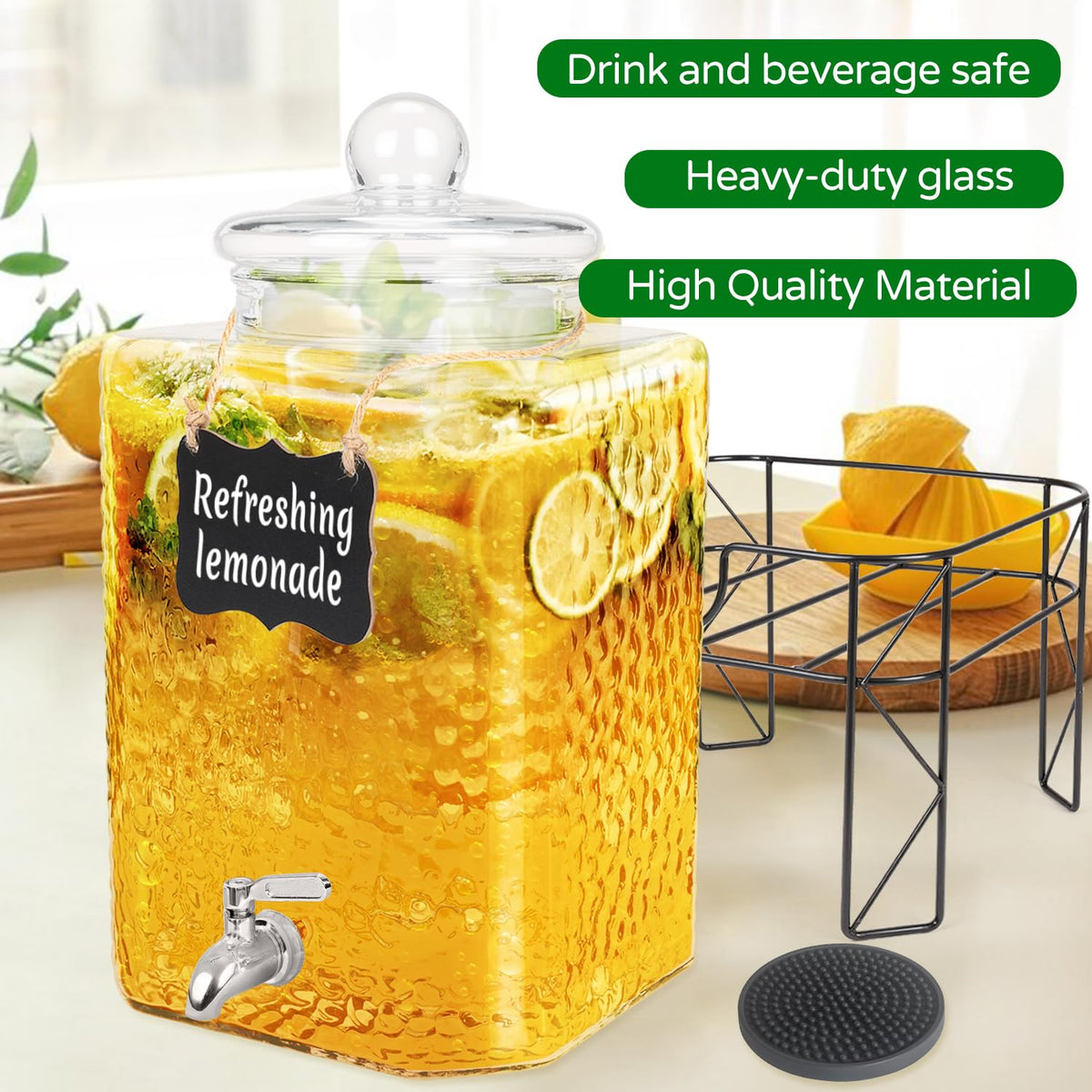 4.6 Gallon Glass Beverage Dispenser with Stand M62002