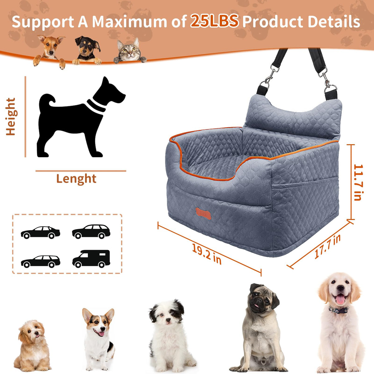 Dog Car Seat with Memory Foam Cushion Y674