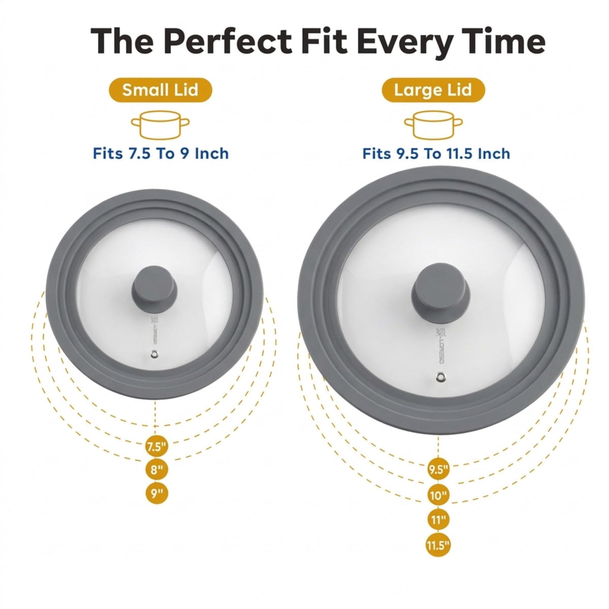 Universal Lid for Pots, Pans & Skillets, 7.5-11.5" U619939