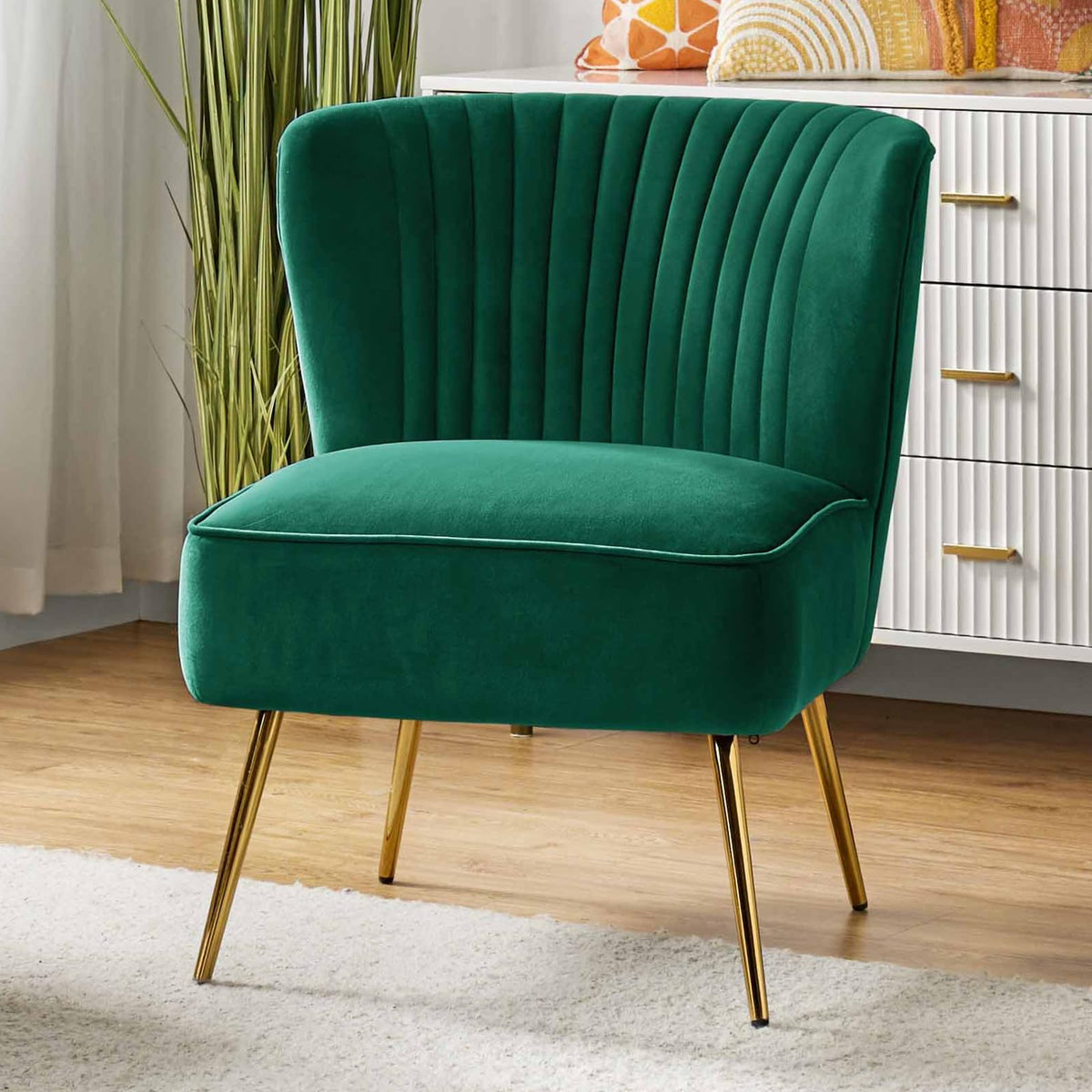 Velvet Accent Chair Set of 2 Green P227