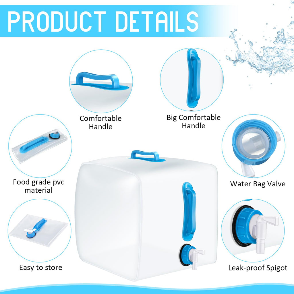 5 Pcs 5.3 Gallon Collapsible Water Container with Spigot Y8267