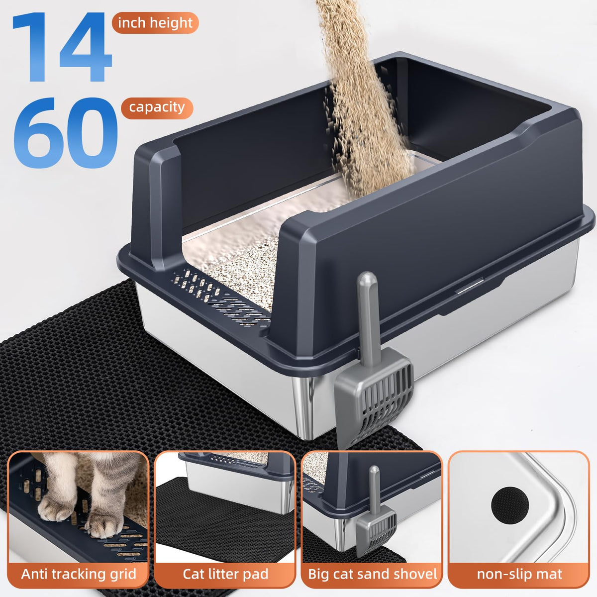 XXXL Stainless Steel Litter Box G2226