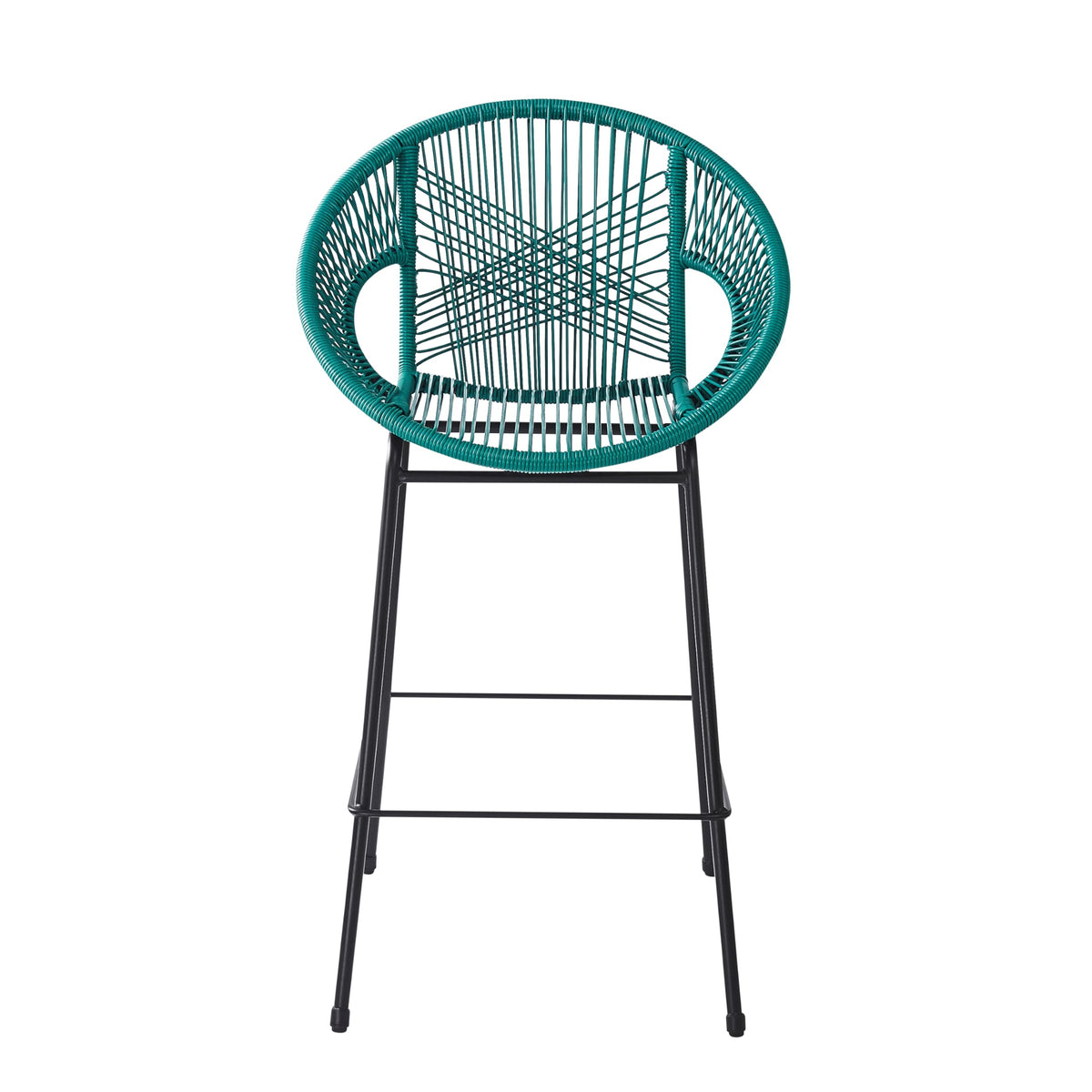 Teal Faux Wicker Outdoor Bar Stool Set of 2 P4344