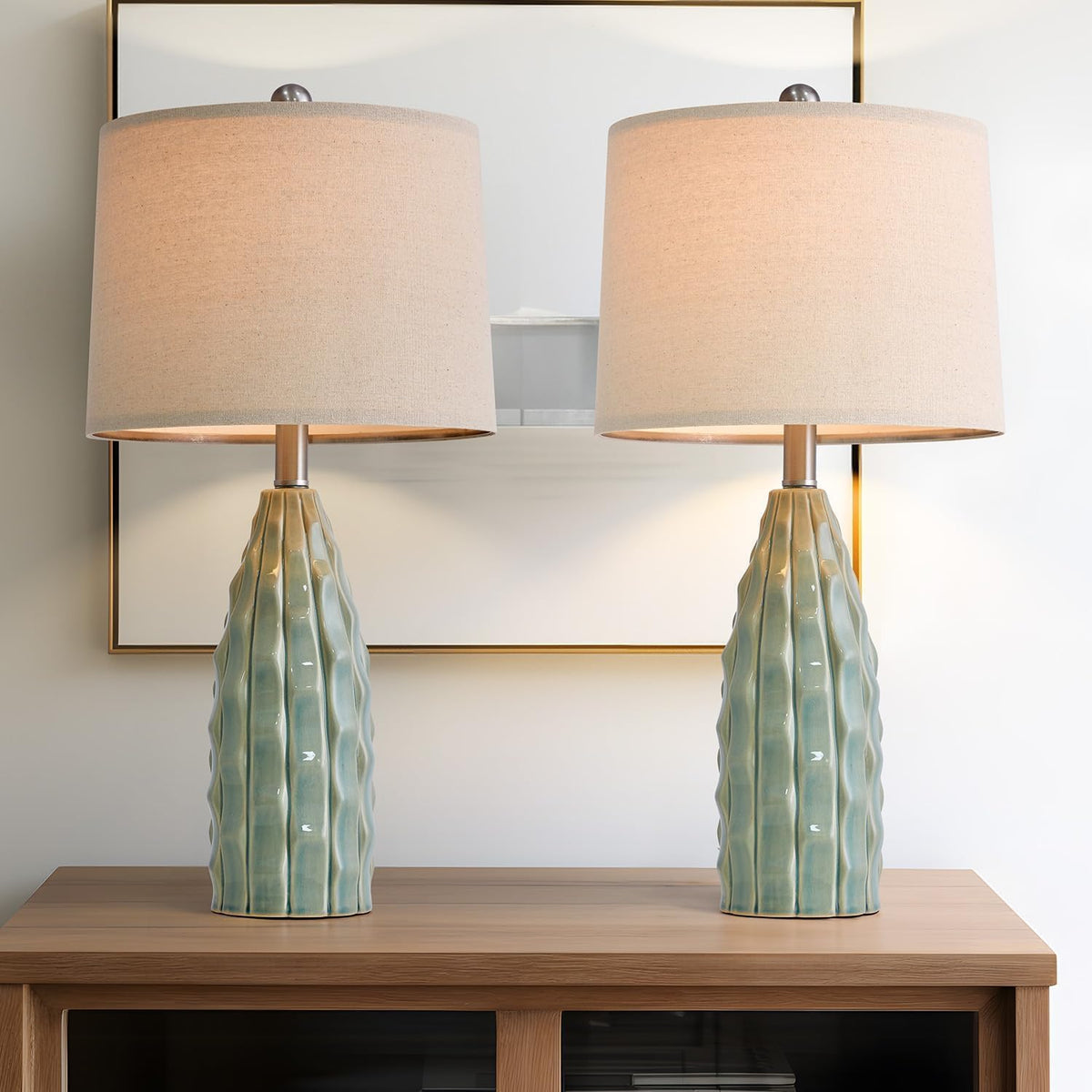 Ceramic Table Lamps Set of 2 Green B8341