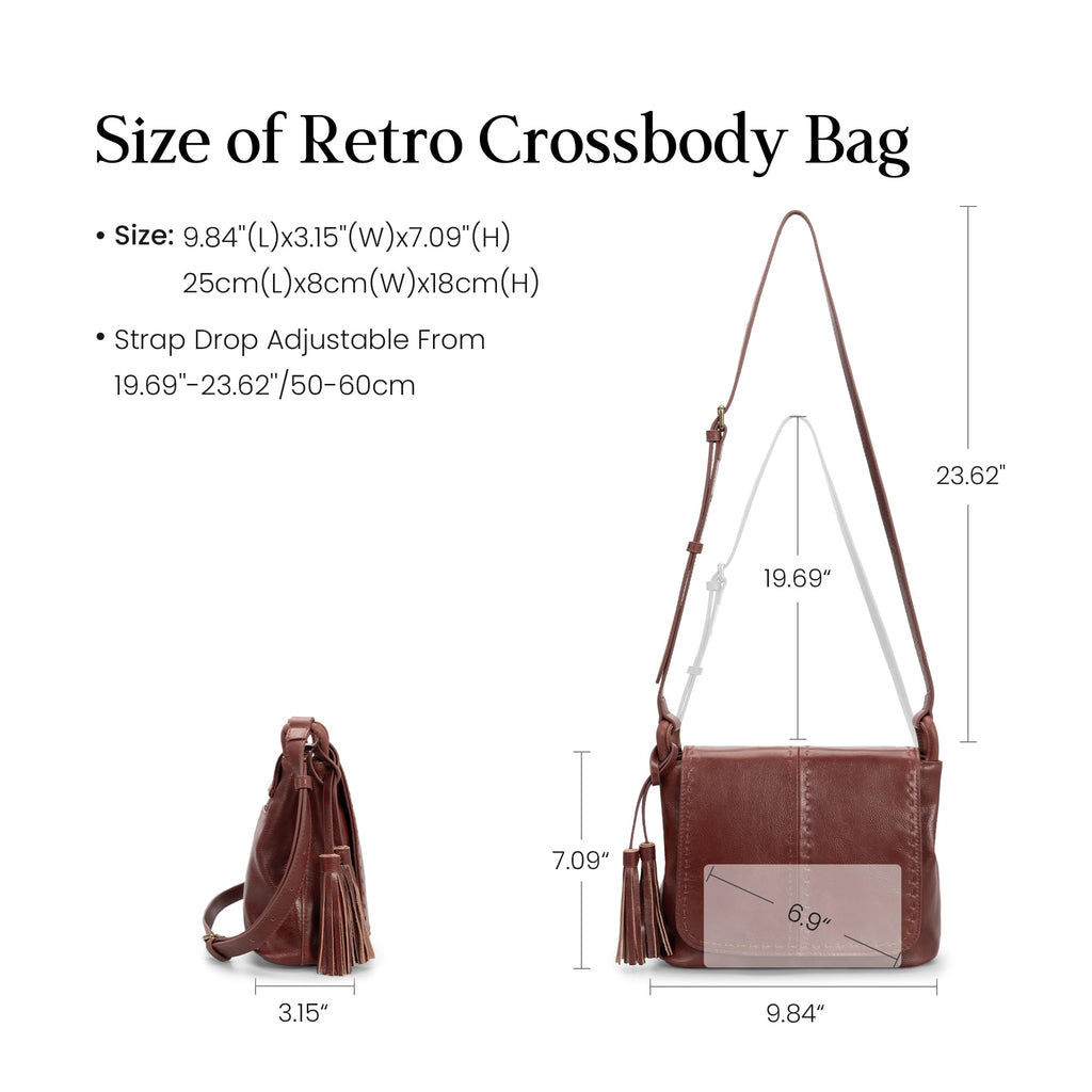 Vintage Leather Crossbody Bag with Multi-Pockets RFID D602