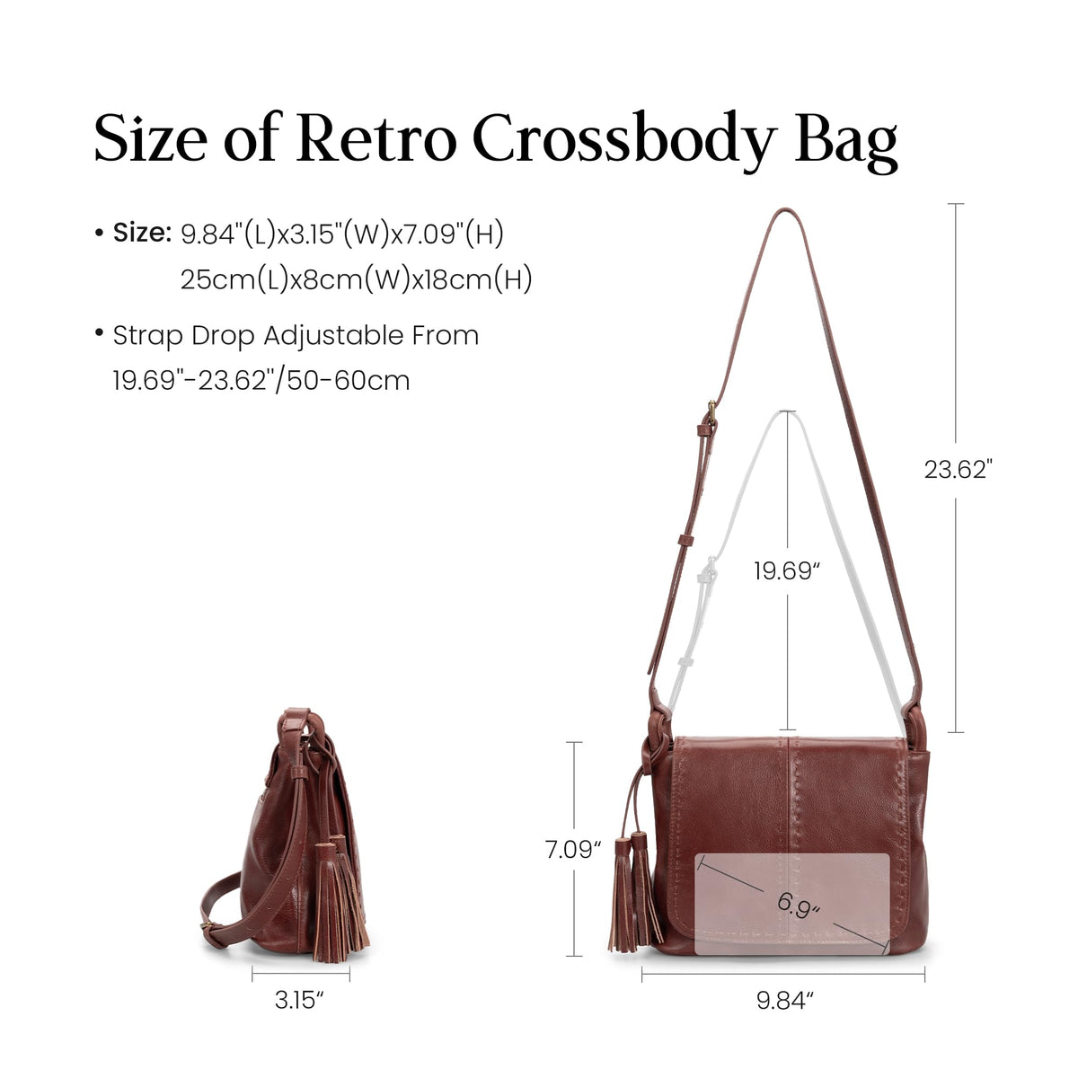 Vintage Leather Crossbody Bag with Multi-Pockets RFID D602