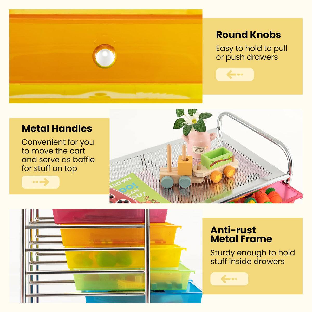 12 Drawer Rolling Storage Cart with Lockable Wheel X924