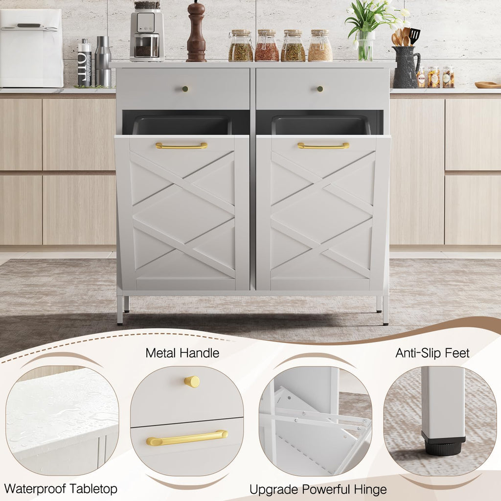10 Gallon Metal Double Tilt Out Trash Can Cabinet Z8248
