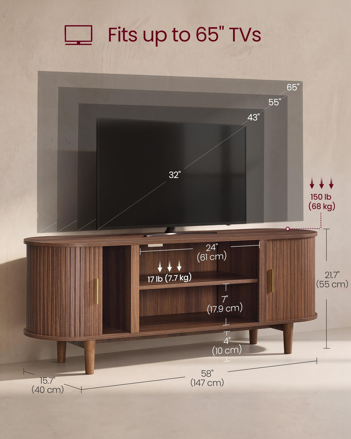 58 Inch TV Stand with Storage N38220