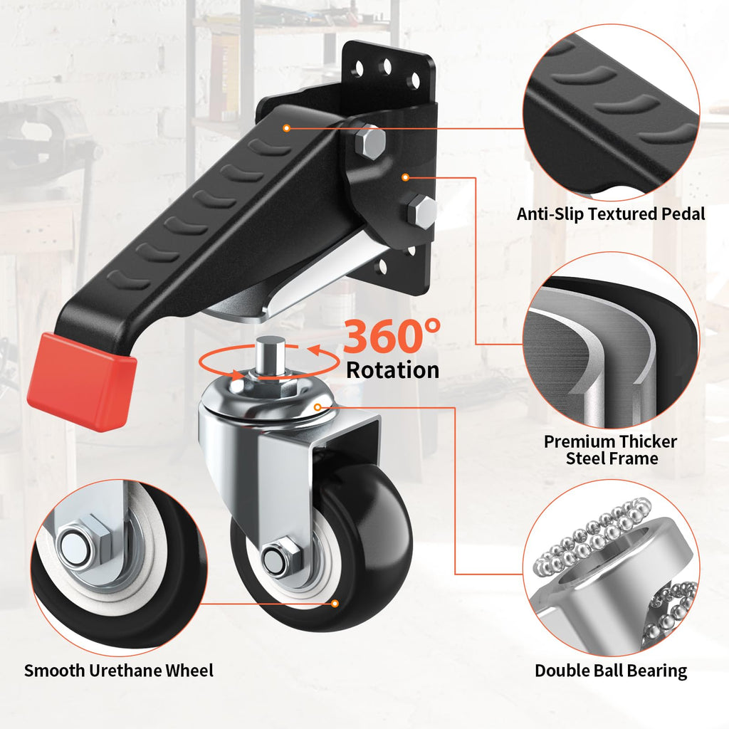 Workbench Casters kit 660 Lbs Retractable 4 Pack O49663