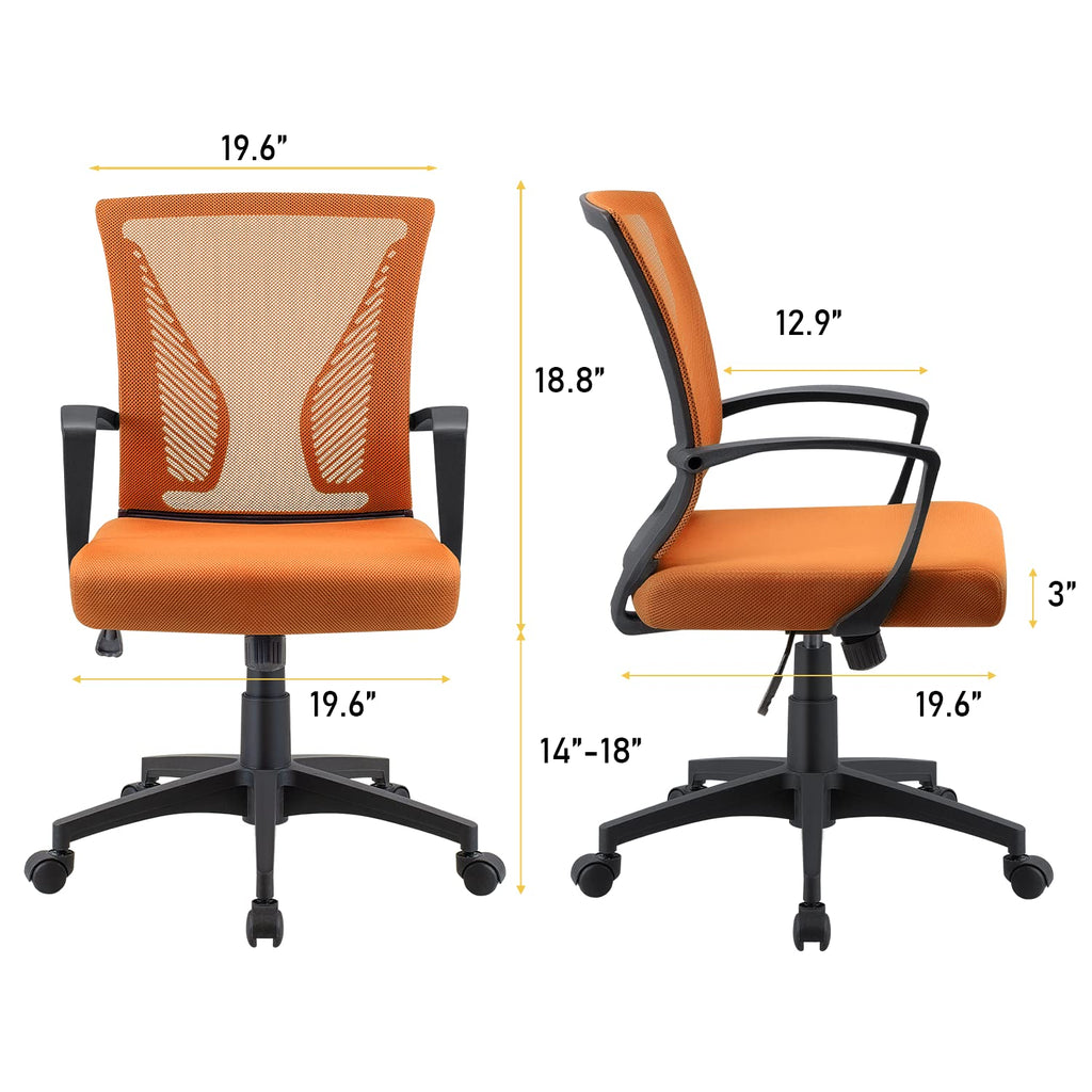 Orange Mid Back Mesh Ergonomic Office Chair with Armrest A11860