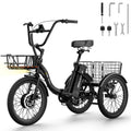 Peak 1000W 20" Folding Electric Trike with Removable Battery and Basket X6173