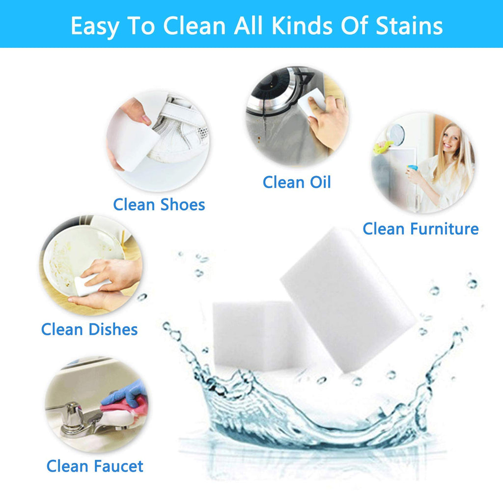 100 Pack Melamine Foam Sponge Eraser White K88501
