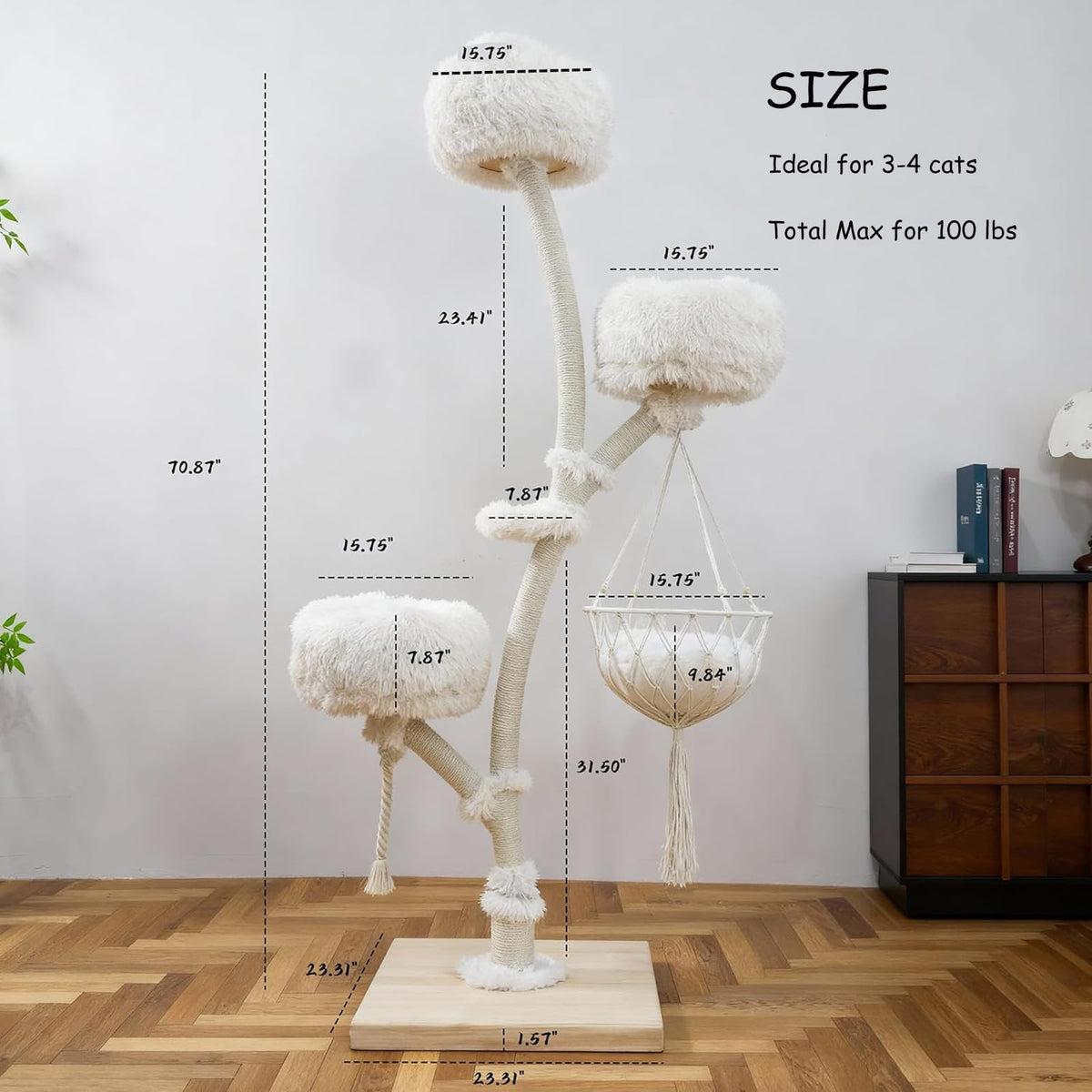 70" Multi-Level Cat Tree Tower with Plush Perches and Sisal Scratching Posts M4968