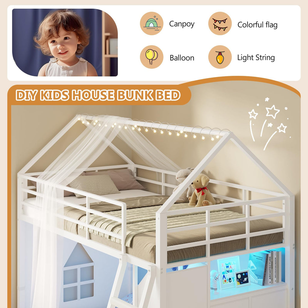 Twin Over Twin Bunk Bed with 6 Storage Drawers N256051