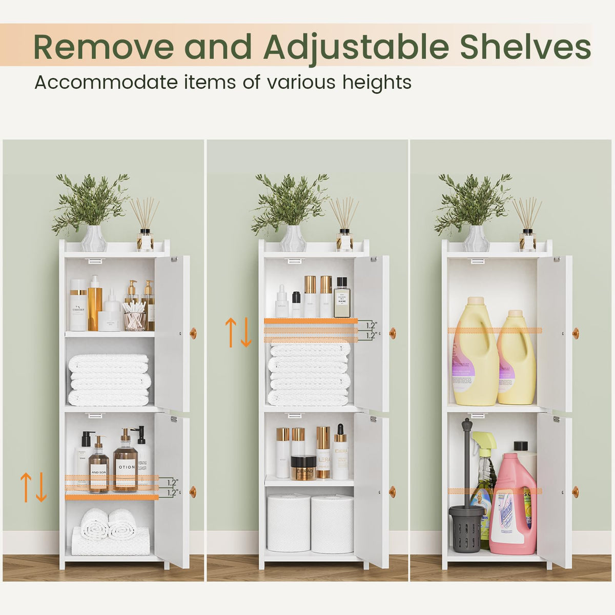 White Bathroom Storage Cabinet with 2 Doors Q141218