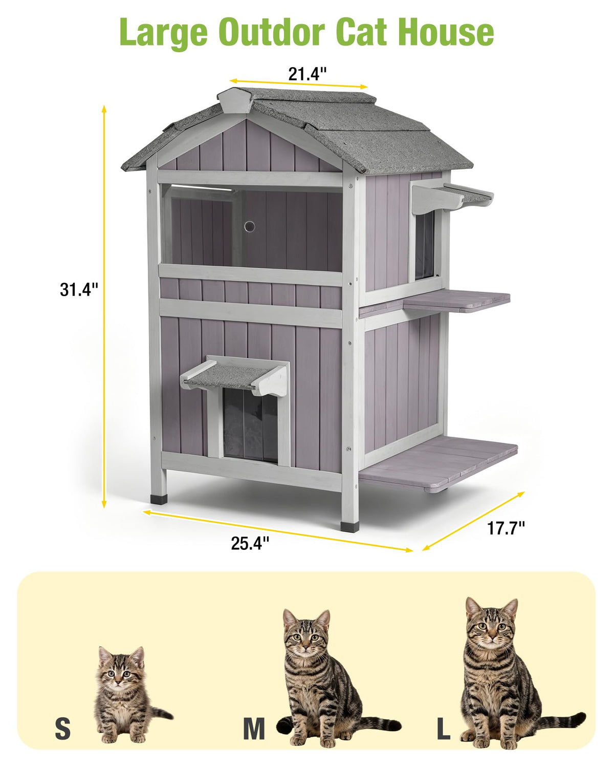 Weatherproof 2-Story Outdoor Cat House L875