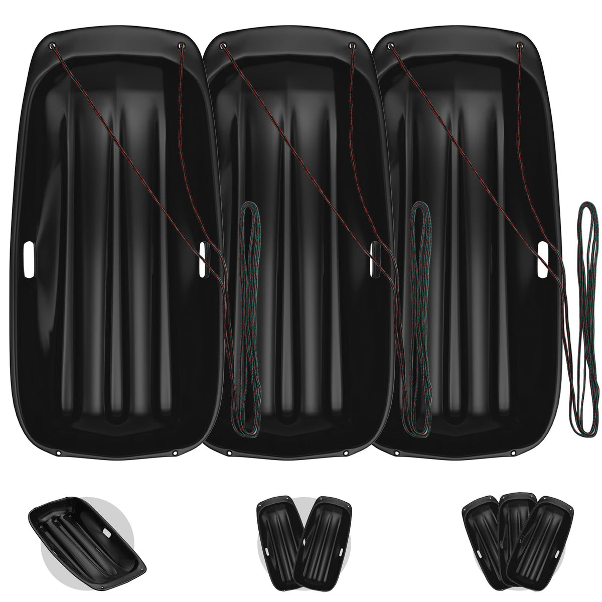 Cold-Resistant Plastic Toboggan Sled with Pull Rope D890