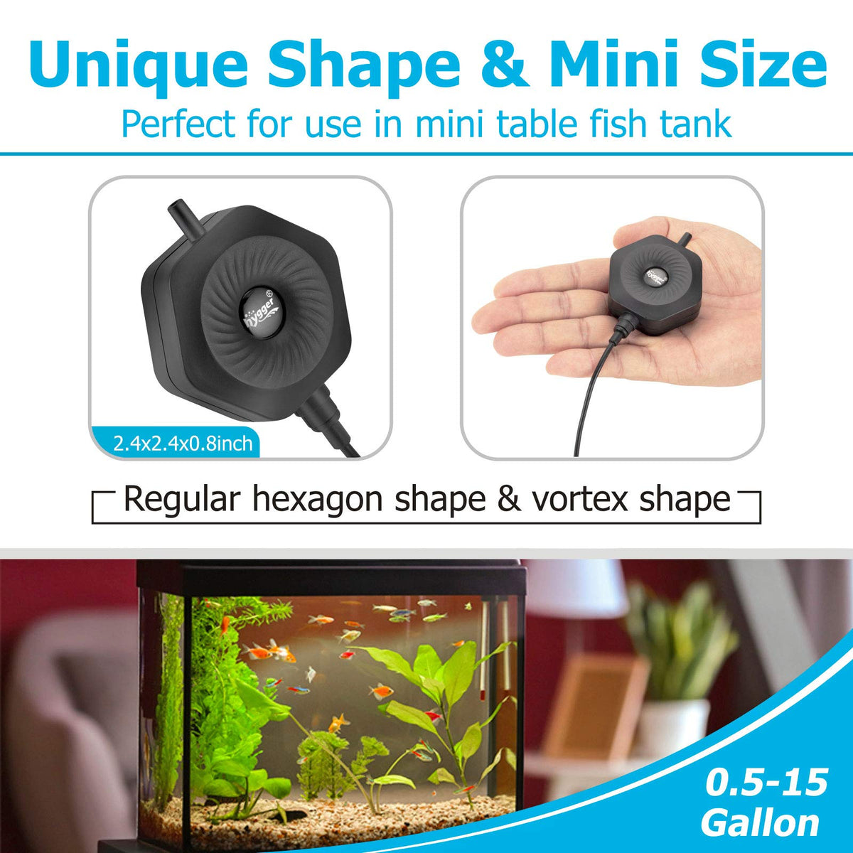 1.5W Mini Aquarium Air Pump with Air Tubing and Air Stone P2174