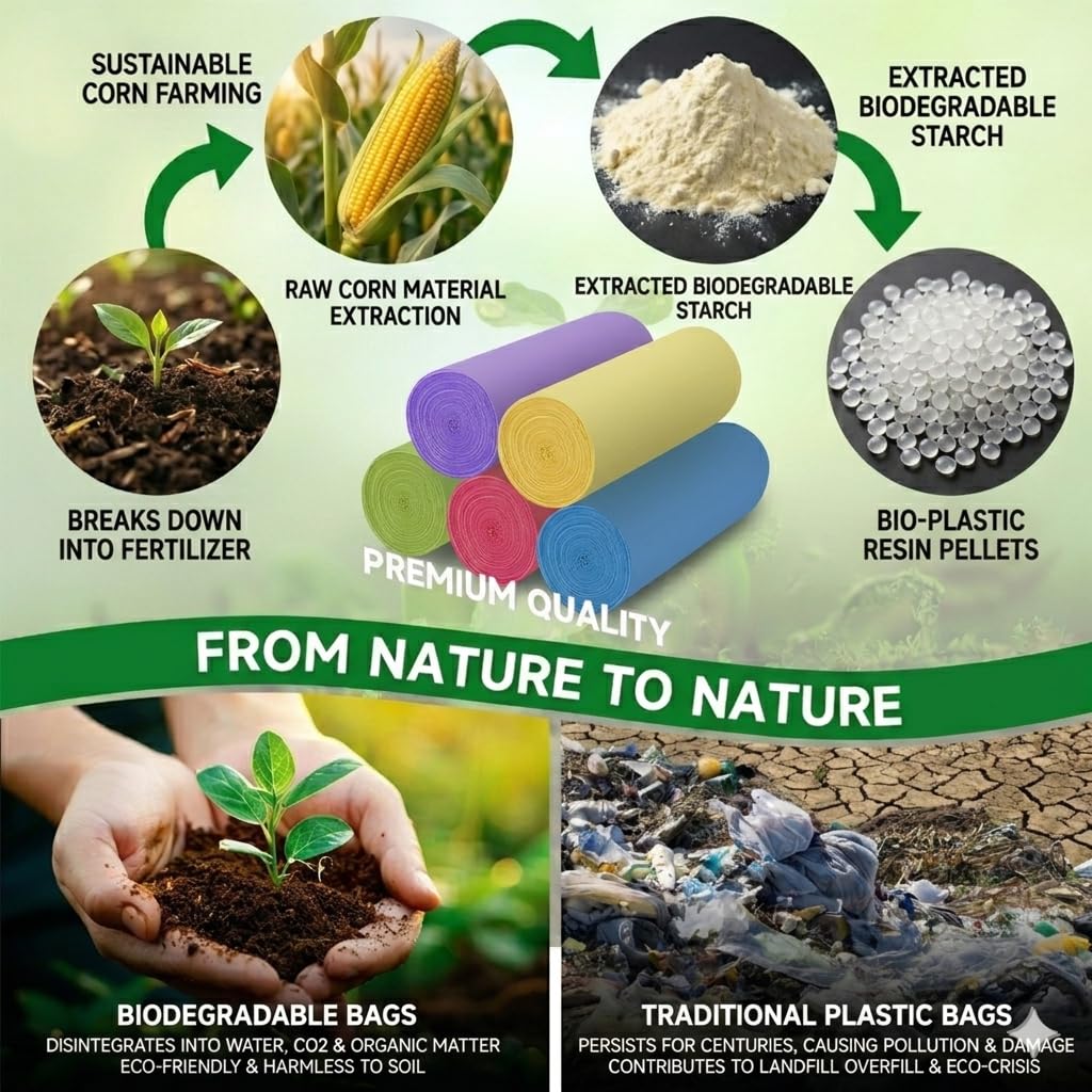 4 Gallon Biodegradable Trash Bags With Handles O801