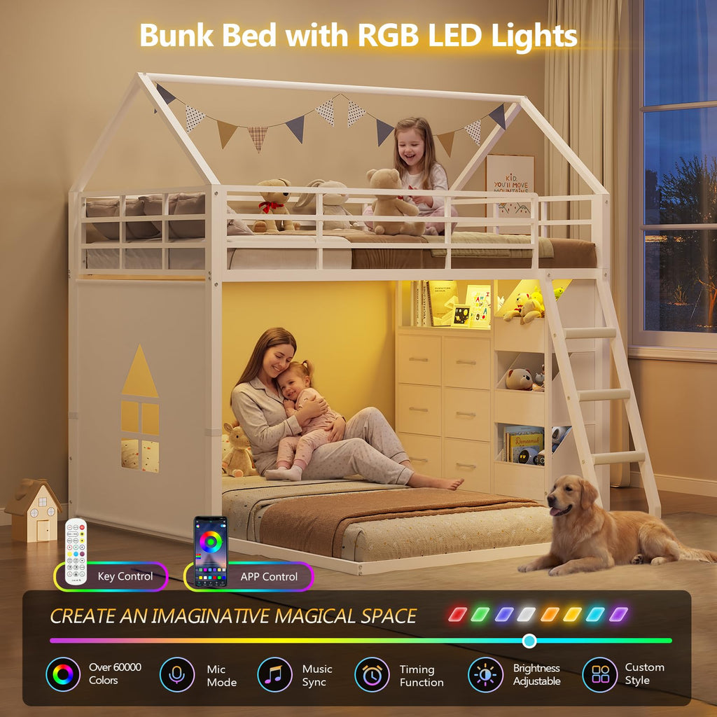 Twin Over Twin Bunk Bed with 6 Storage Drawers N256051