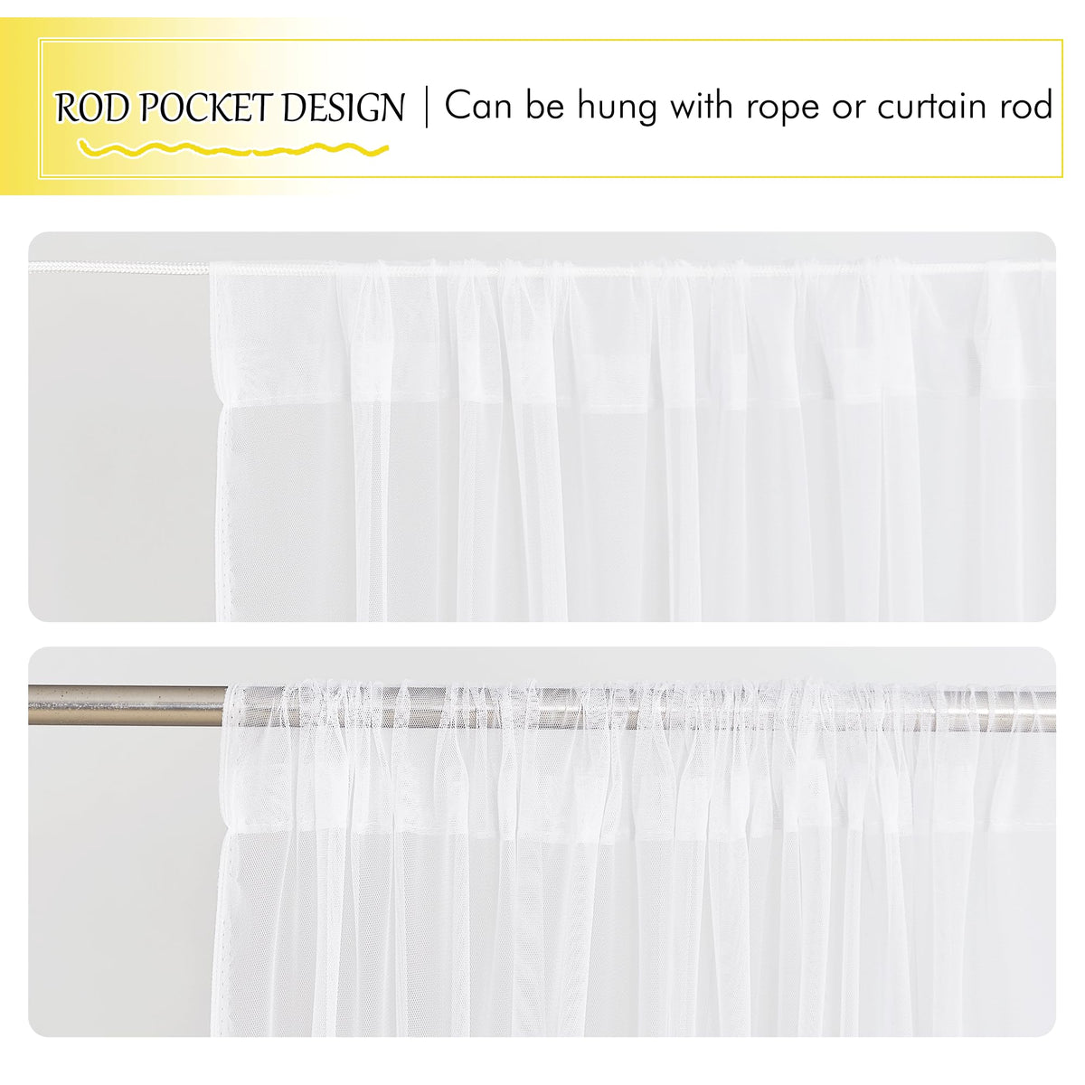 White 2 Panels Waterproof Mosquito Netting Curtains Q71614