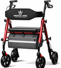 Foldable Rollator Walker with Seat, 8" Wheels, Red C115