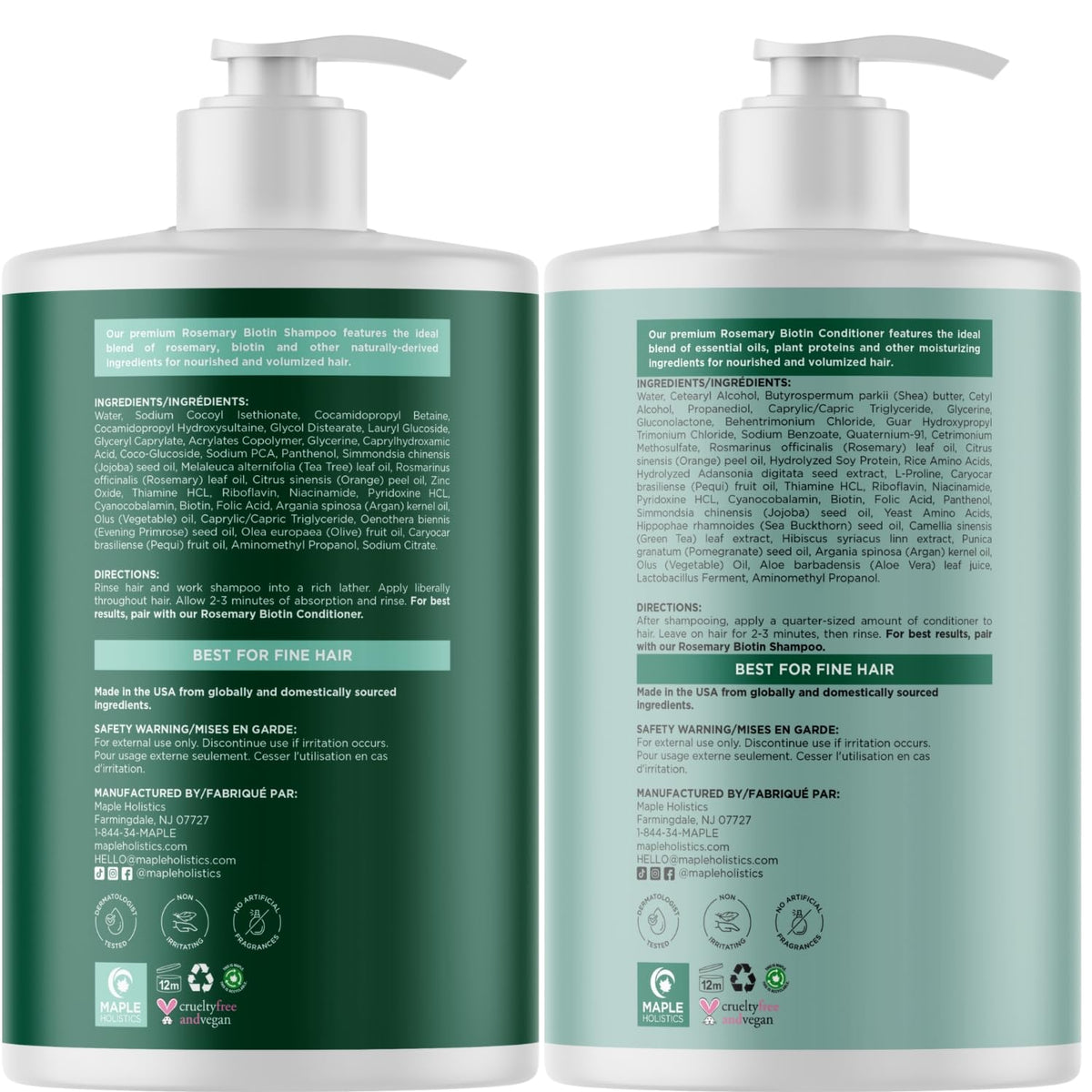 Biotin Rosemary Shampoo and Conditioner Set 32 Fl Oz Each O72137