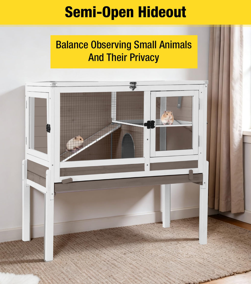 Brown Guinea Pig Cage with Sliding Tray and Ramp P123