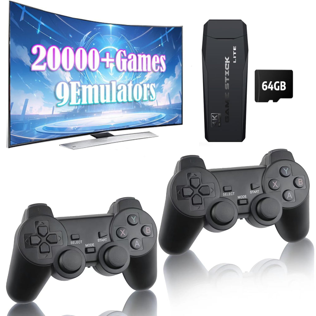Plug and Play Retro Game Console with 4K HDMI Output, 2.4G Wireless Controllers, 64GB Memory Card S588933