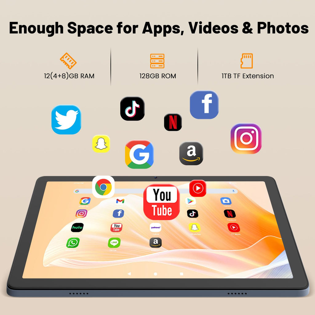 Android 15 Tablet 10 Inch, 12GB+128GB, Octa-Core, 2TB Expandable A400269