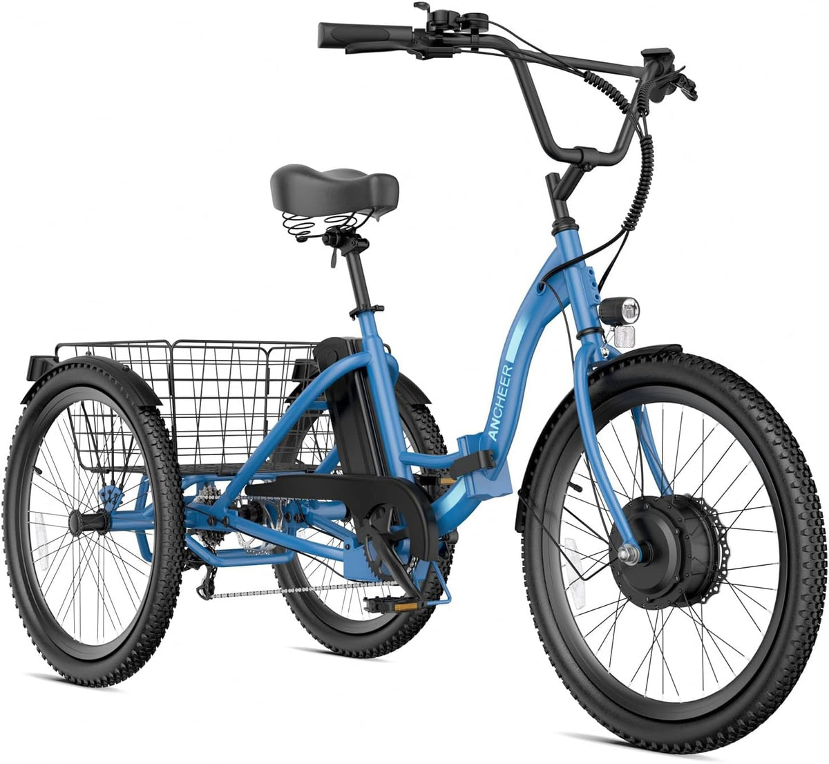 Electric Tricycle for Adults, 600W Folding, 24" 499Wh, 15.5MPH, Removable Battery, 3 Wheel, Blue H948108