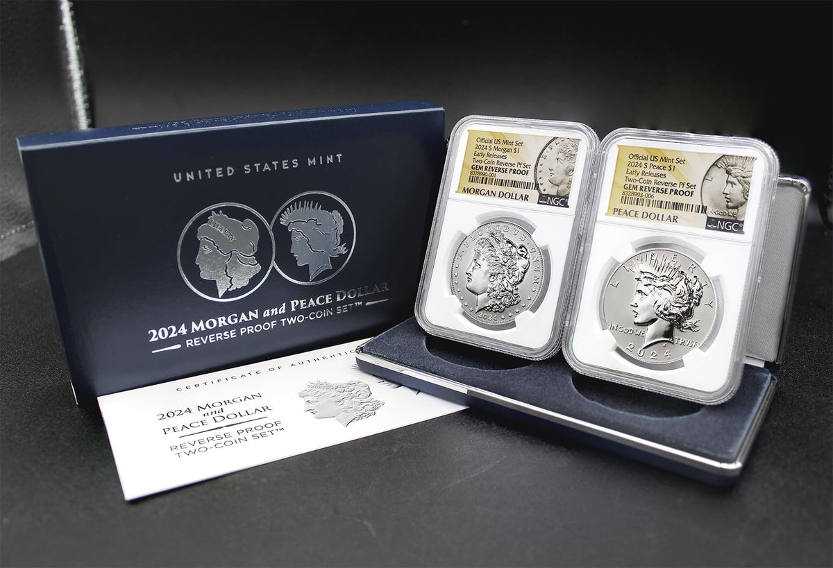Set of 2 American Silver Morgan and Peace Dollar P277