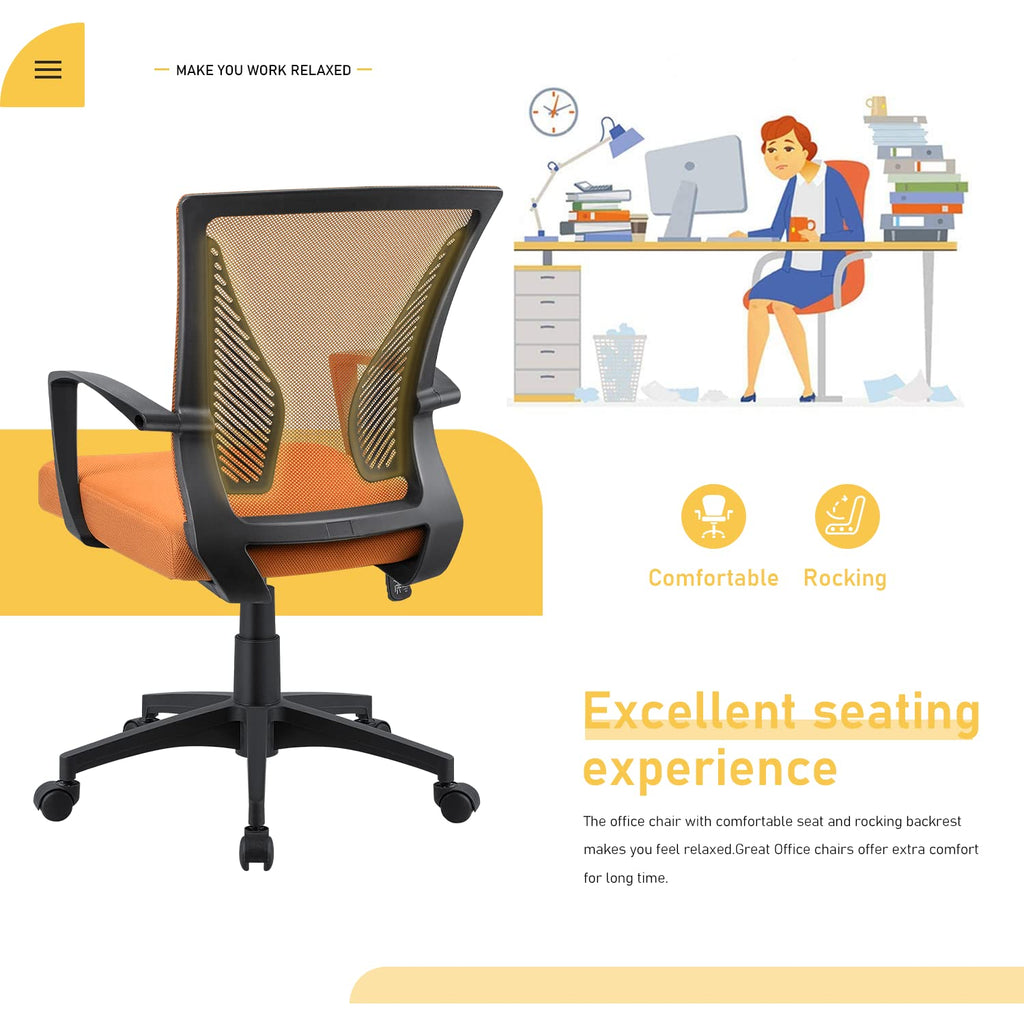 Orange Mid Back Mesh Ergonomic Office Chair with Armrest A11860