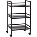 3-Tier Black Metal Rolling Utility Cart J763156