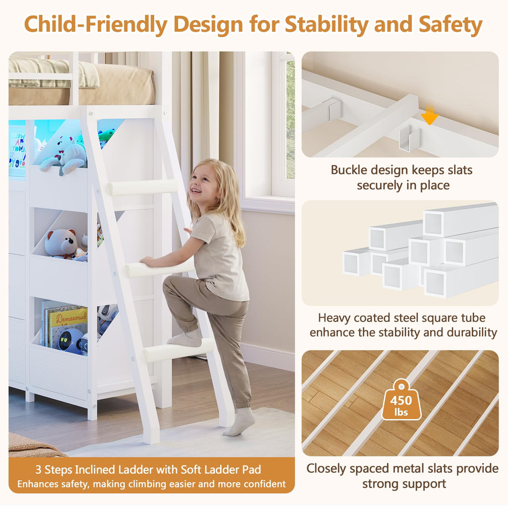 Twin Over Twin Bunk Bed with 6 Storage Drawers N256051