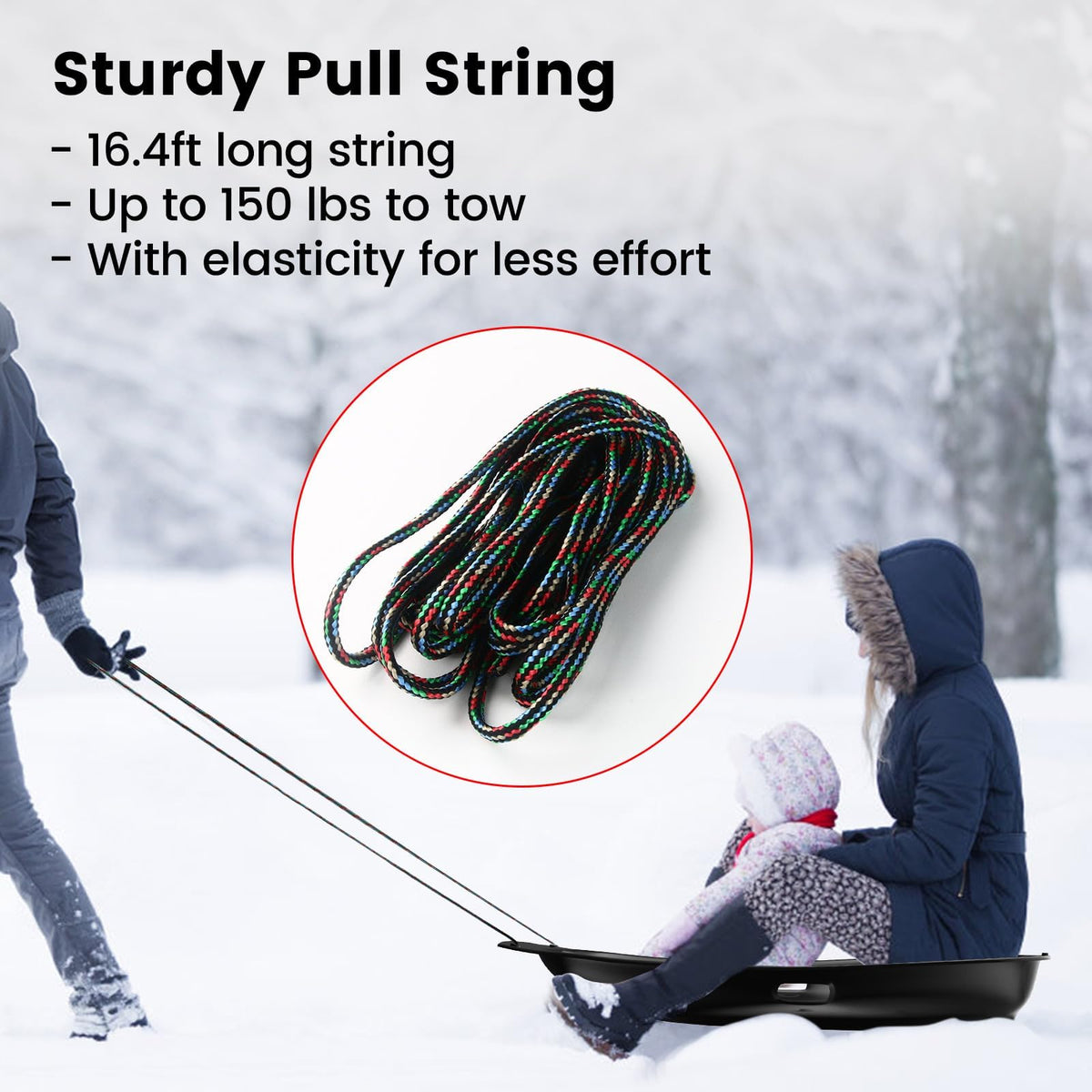 Cold-Resistant Plastic Toboggan Sled with Pull Rope D890
