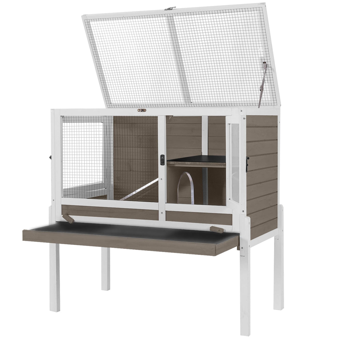 Brown Guinea Pig Cage with Sliding Tray and Ramp P123