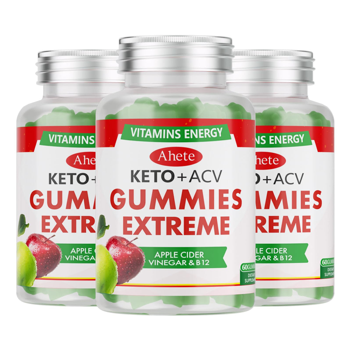 Apple Cider Vinegar Gummies with Vitamin B6, B12, Folate & Beet Root, 180 Gummies J17447